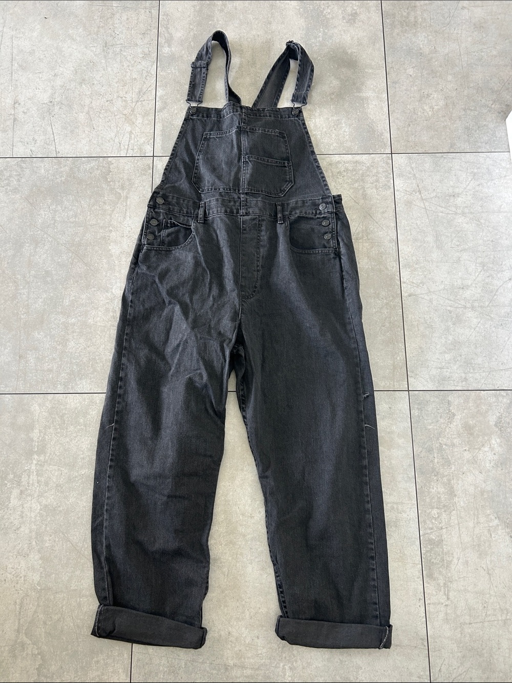 Free People Ziggy Black Denim Overalls